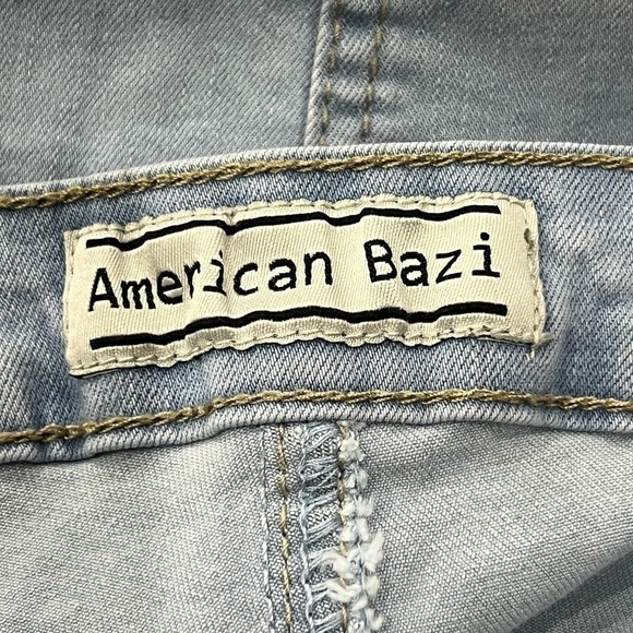 American Bazi Spaghetti Strap Rough Hem Jean Overalls Size Medium Women’s - Picture 2 of 5